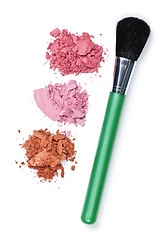 Image showing Crushed cosmetics with makeup brush