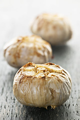 Image showing Roasted garlic bulbs