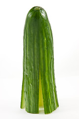 Image showing Standing sliced cucumber