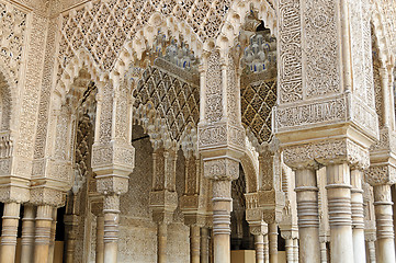 Image showing Moorish art and architecture inside the Alhambra, Granada (Spain)