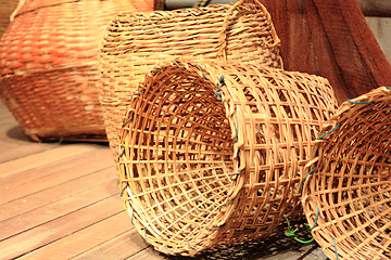 Image showing many yellow Wicker Basket 