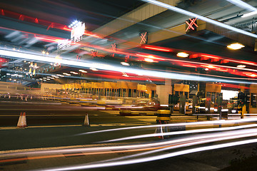 Image showing traffic downtown at night