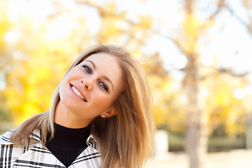 Image showing Pretty Young Woman Smiling in the Park