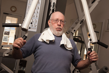 Image showing Elderly Adult Man Working Out in the Gym.