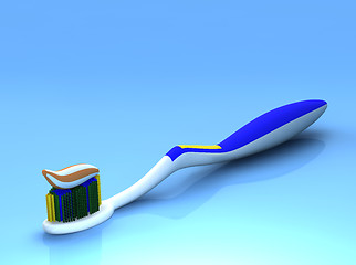 Image showing Toothbrush and gel toothpaste