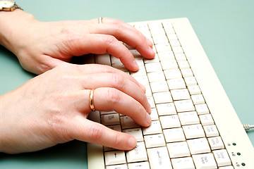 Image showing Female hands on the keyboard