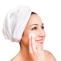 Image showing Facial skincare anti-ageing exfoliation