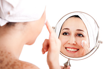 Image showing Facial skincare anti-ageing exfoliation