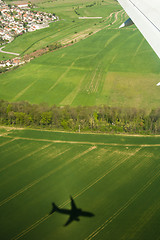 Image showing Type on fields from a window of the plane