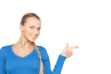 Image showing businesswoman pointing her finger