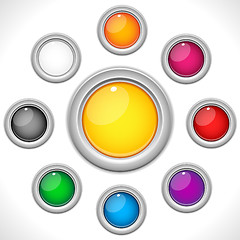 Image showing Set of 9 Colorful Glossy Buttons