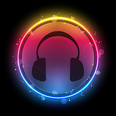 Image showing Disco Headphones with Neon Rainbow Circle