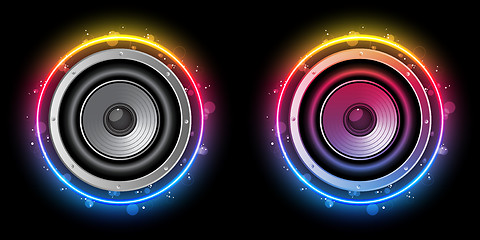 Image showing Disco Speaker with Neon Rainbow Circle