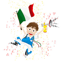 Image showing Italy Sport Fan with Flag and Horn