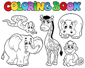 Image showing Coloring book with African animals