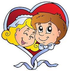 Image showing Cartoon wedding faces