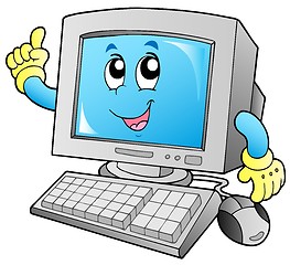 Image showing Cartoon smiling desktop computer