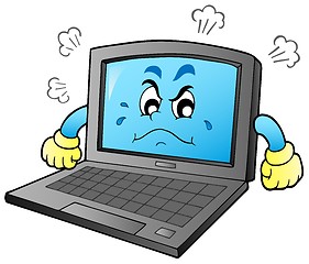 Image showing Cartoon angry laptop