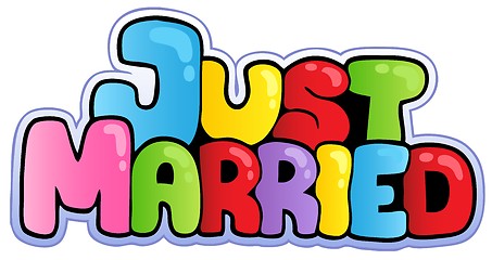Image showing Just married cartoon sign