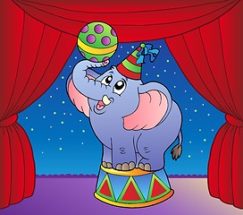 Image showing Cartoon elephant on circus stage 1