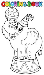 Image showing Coloring book with circus elephant