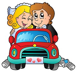 Image showing Car with wedding couple
