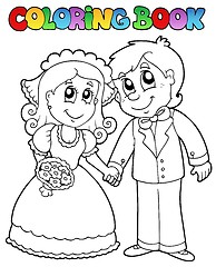 Image showing Coloring book with wedding couple