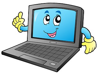 Image showing Cartoon smiling laptop