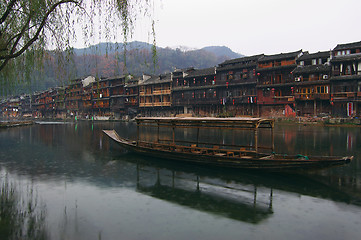 Image showing China river boat landscape