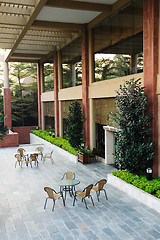 Image showing Dining tables and chairs outdoor