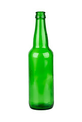Image showing Empty green beer bottle