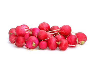 Image showing Small pile of red ripe garden radish