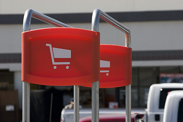 Image showing Shopping Cart Signs in the Parking Lot