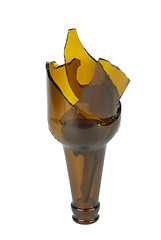 Image showing Shattered brown beer bottle