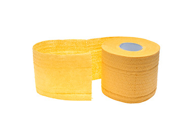 Image showing Roll of yellow toilet paper
