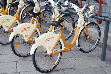 Image showing City bikes in Milan