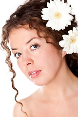 Image showing pretty woman with flower