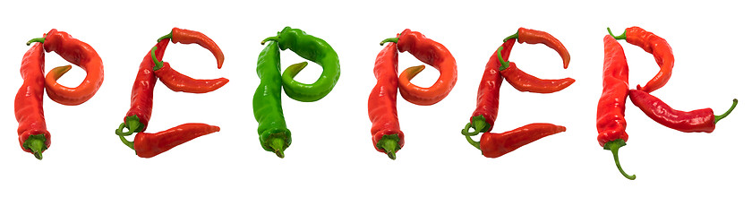 Image showing PEPPER text composed of chili peppers