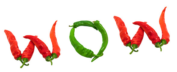 Image showing WOW text composed of chili peppers