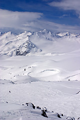 Image showing Ski tracks in the mountains