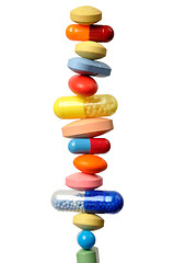 Image showing Stack of pills and capsules