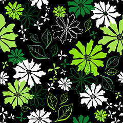 Image showing Floral seamless dark pattern