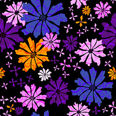 Image showing Floral seamless black pattern