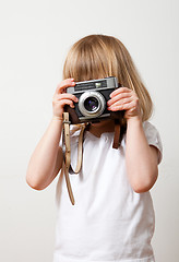 Image showing Little girl with camera