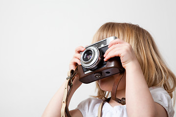 Image showing Little girl with camera