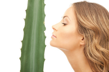 Image showing lovely woman with aloe vera