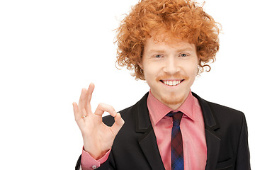 Image showing handsome man showing ok sign