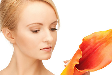 Image showing beautiful woman with calla flower