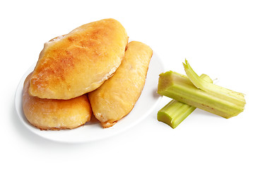 Image showing Patties with rhubarb on a plate