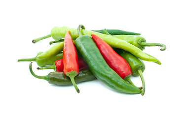 Image showing Pile of different hot peppers